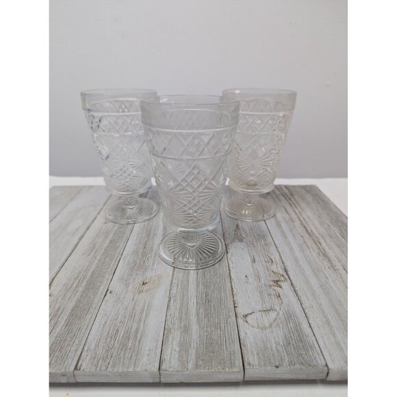 Set 3 Vintage Hazel Atlas Big Top Peanut Butter Footed Tea Water Goblets - Picture 1 of 9
